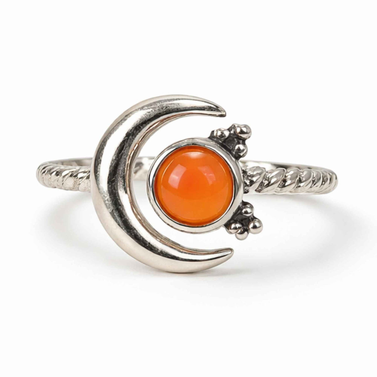 Inel argint 925 cu Carneol semiluna si soare – energie si echilibru feminin