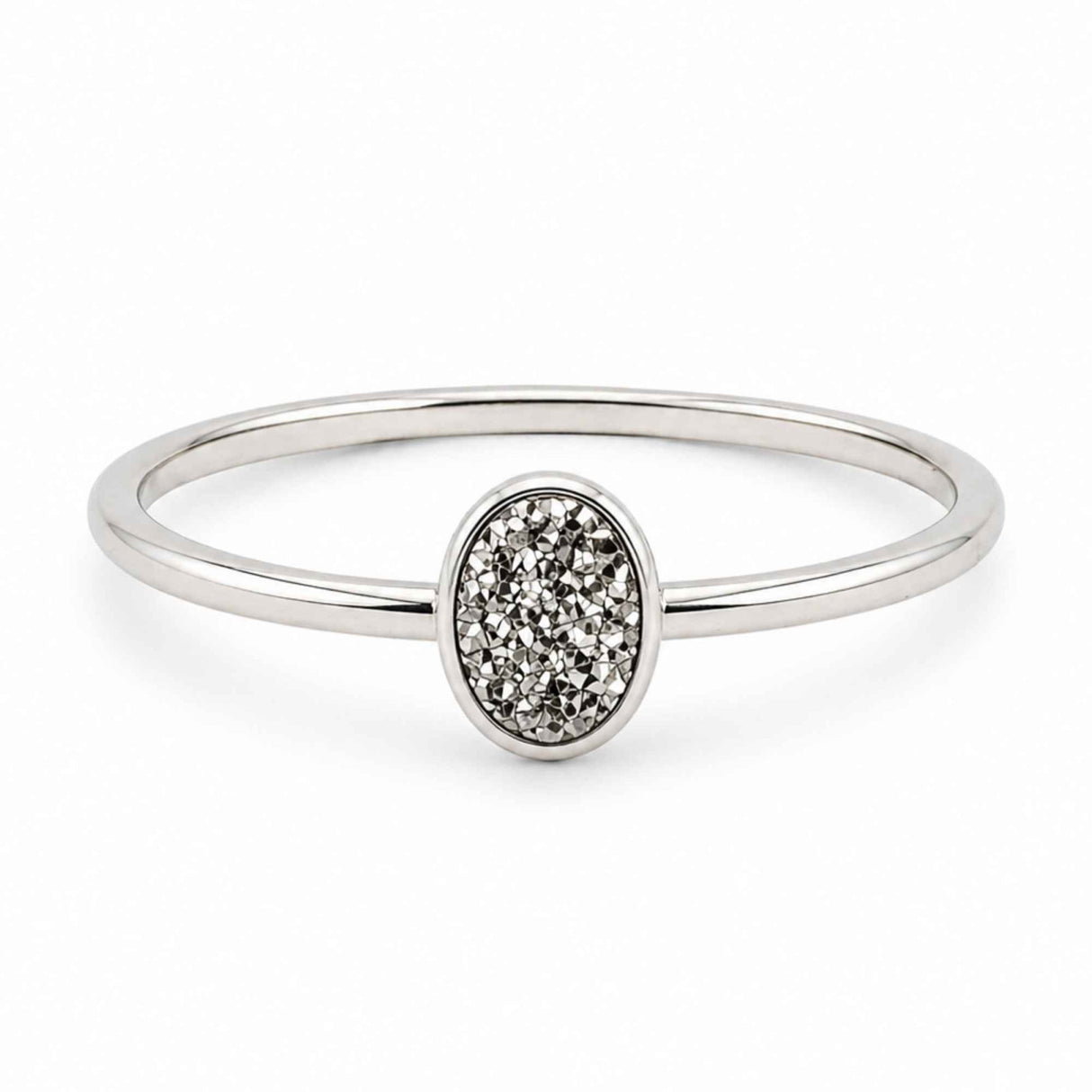Inel argint 925 cu Titanium Druzy oval – stralucire si energie pozitiva