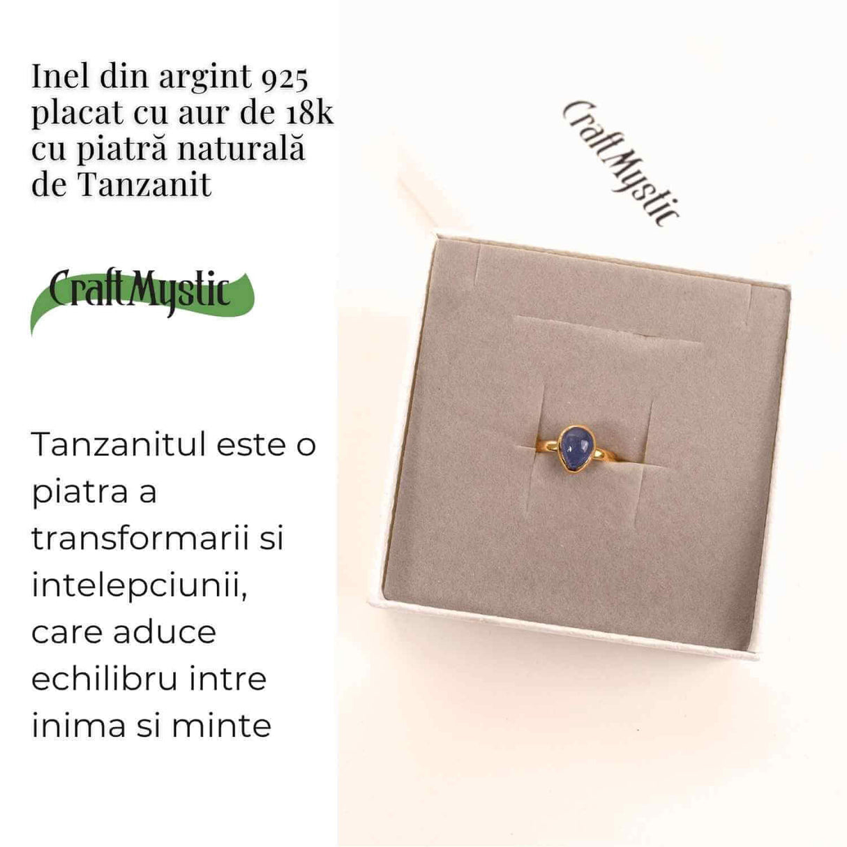 Inel Argint 925 cu Tanzanit in Forma de Lacrima Marime 55 (EU) / 7 (US)- Transformare si Claritate Spirituala