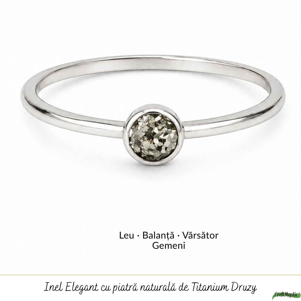 Inel argint 925 cu Titanium Druzy rotund – stralucire si energie pozitiva