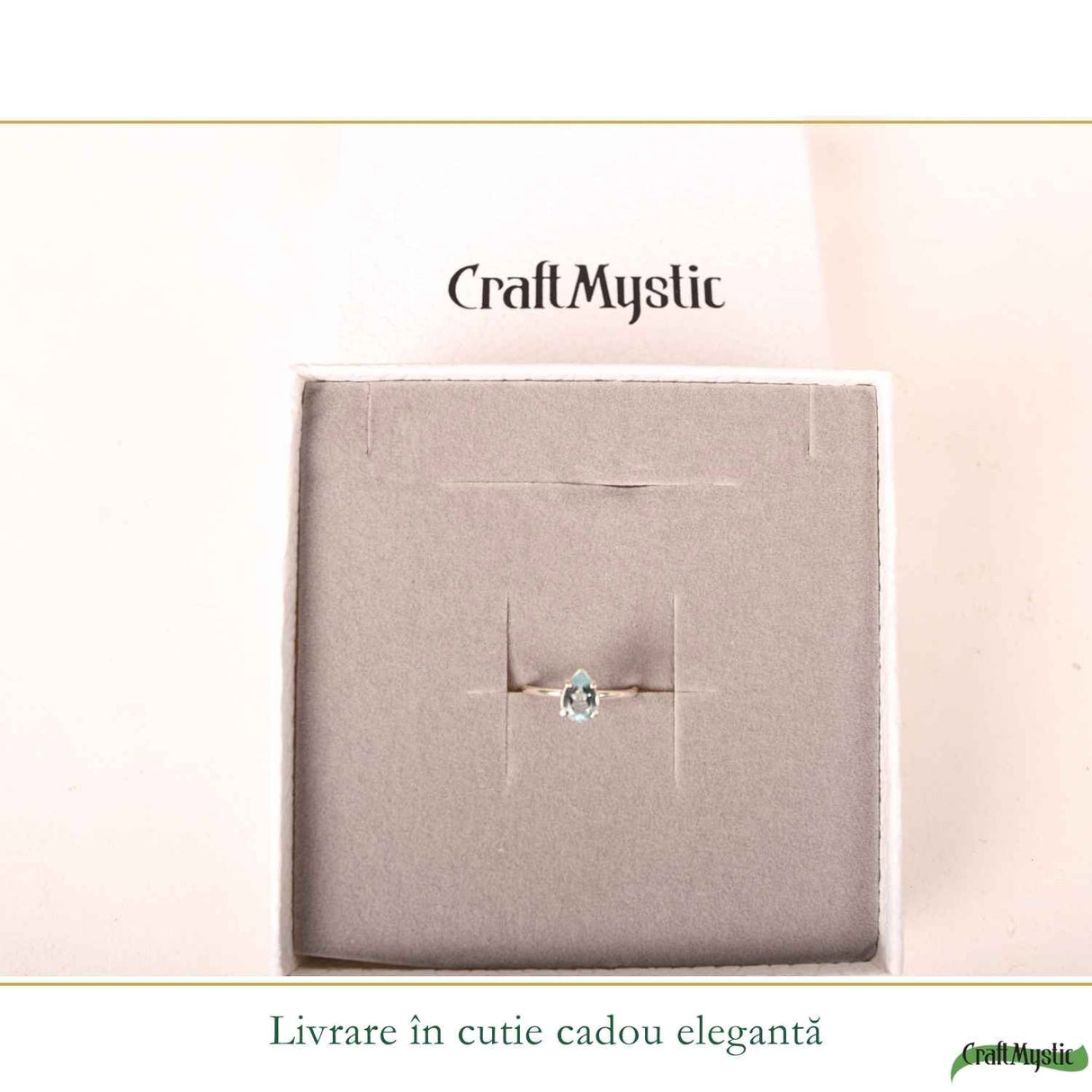 Inel argint 925 cu Topaz Albastru forma de lacrima – delicatete si claritate interioara