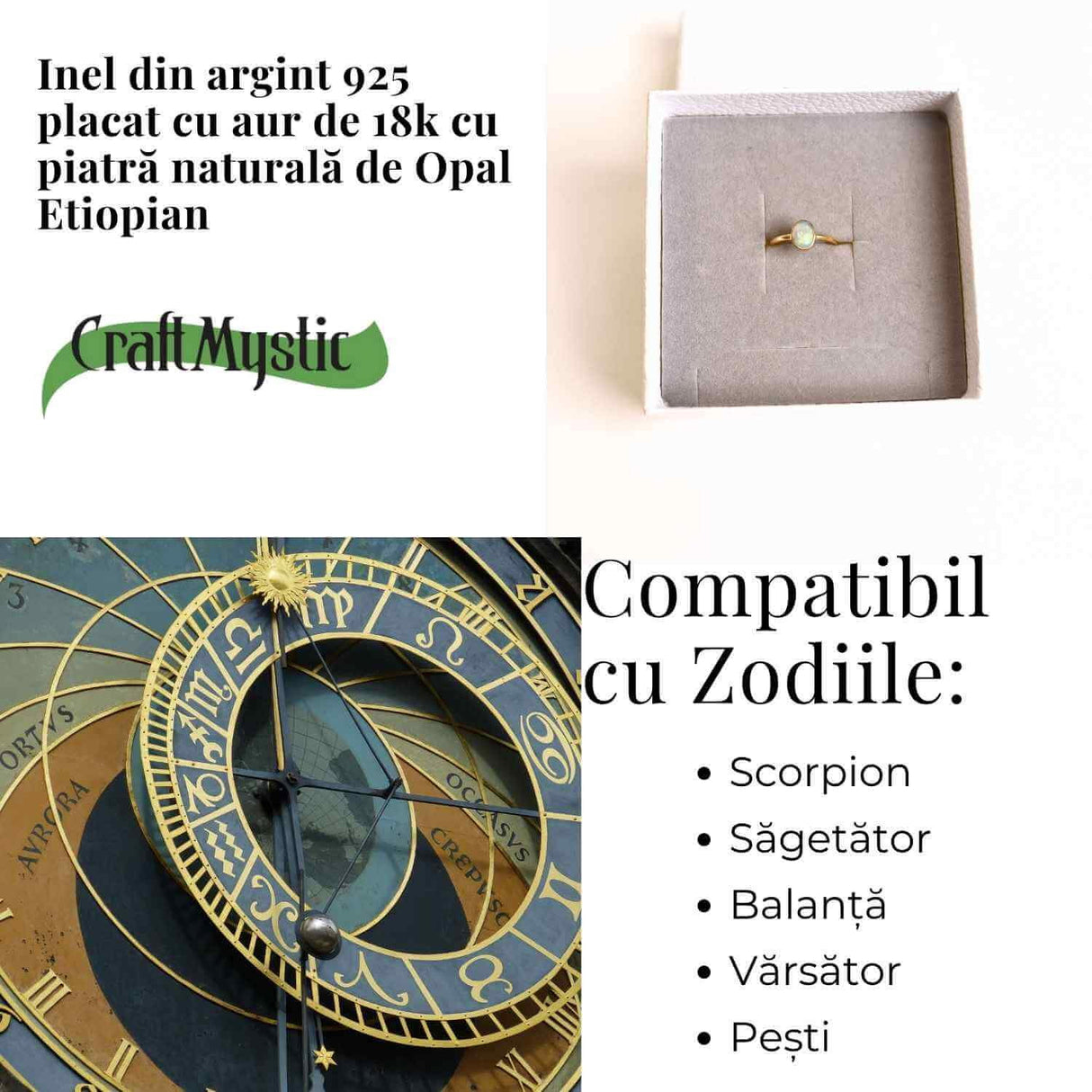Inel argint 925 placat cu aur 18k cu Opal Etiopian oval - Lumina interioara si inspiratie divina