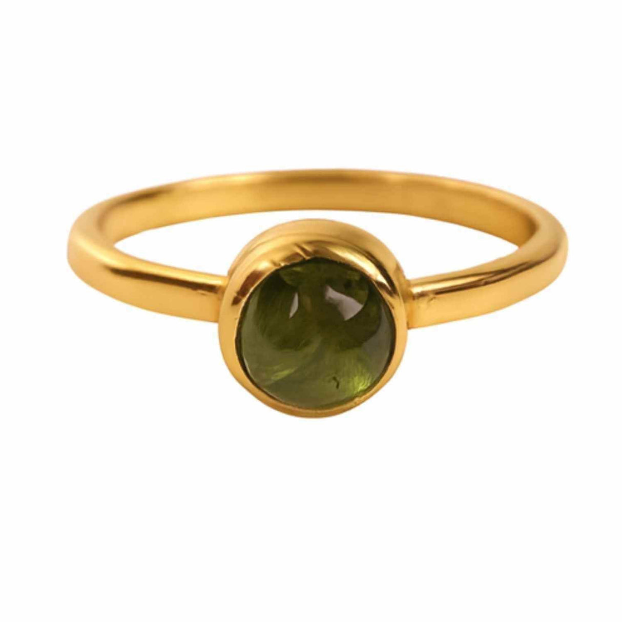 Inel Argint 925 Placat cu Aur 18K cu Turmalina Verde Marime 51 (EU) / 5.5 (US) - Echilibru si Incredere Interioara