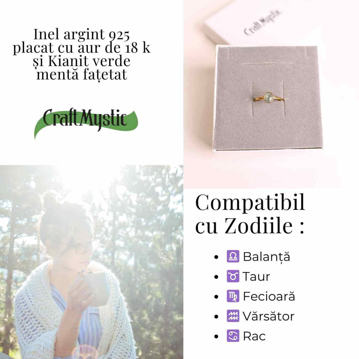 Inel argint 925 placat cu aur 18K si Opal Roz fatetat - Iubire, creativitate si echilibru