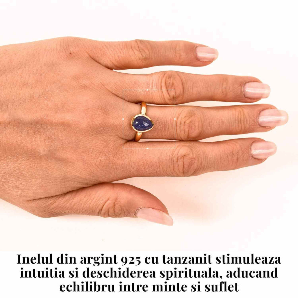 Inel Argint 925 cu Tanzanit in Forma de Lacrima Marime 55 (EU) / 7 (US)- Transformare si Claritate Spirituala