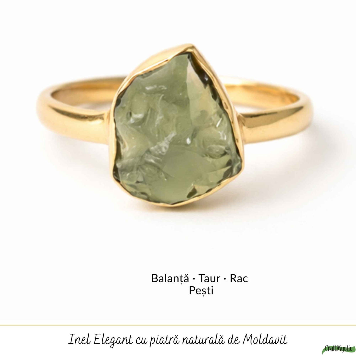 Inel argint 925 placat cu aur de 18k moldavit brut M6.5/52 – energie intensa si transformare profunda