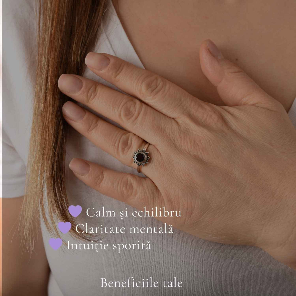Inel Argint 925 Floare cu Ametist Natural Fatetat – Energie de Calm si Feminitate
