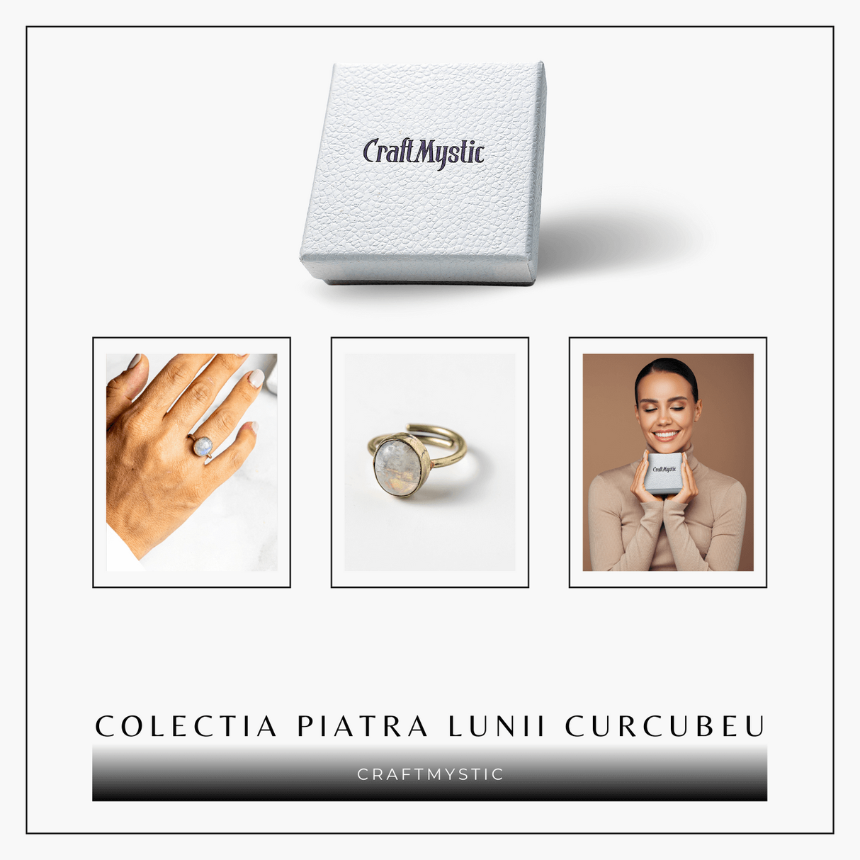 Inel Reglabil Argintiu cu Piatra Lunii Curcubeu - Intuitie si Liniste