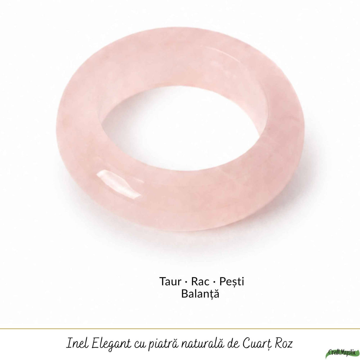 Inel cu Cuart Roz Natural turnat – Iubire de Sine si Armonie Interioara