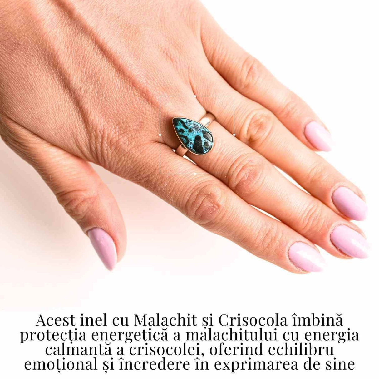 Inel cu Malachit si Crisocola Montura din Argint 925 - Protectie energetica si echilibru emotional, 4.65gr