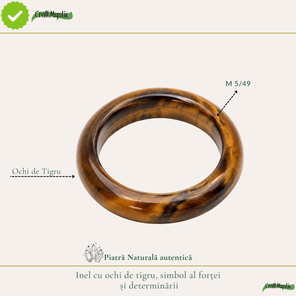 Inel cu Ochi de Tigru Natural turnat – Curaj, Incredere si Energie Pozitiva