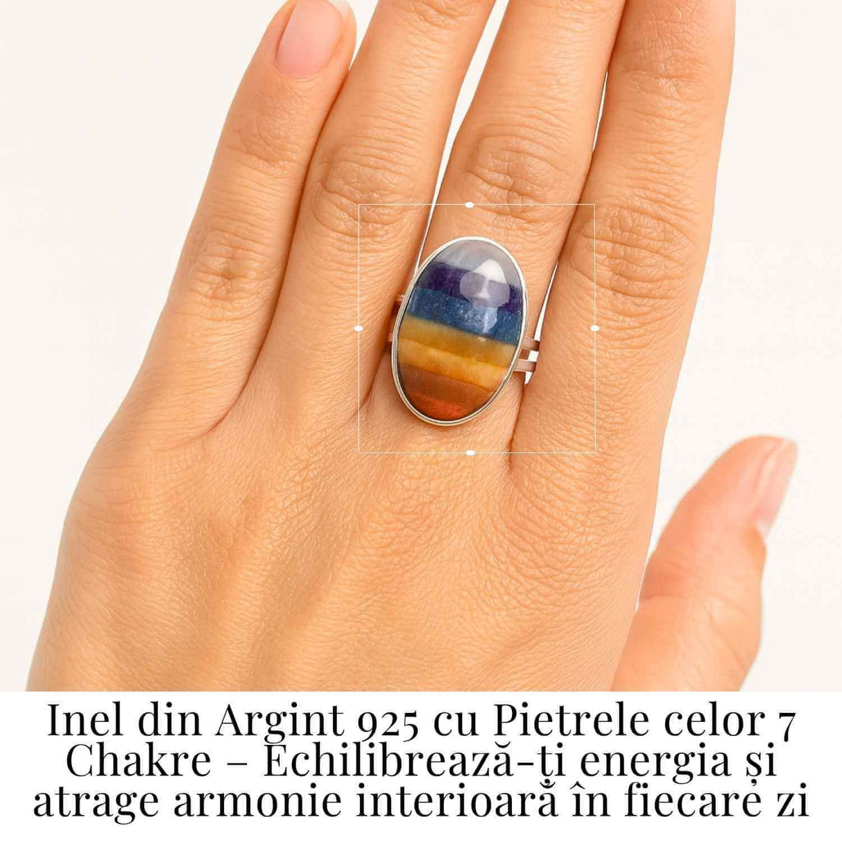 Inel Ajustabil din Argint 925 cu Pietrele celor 7 Chakre - Armonie Energetica si Echilibru Interior