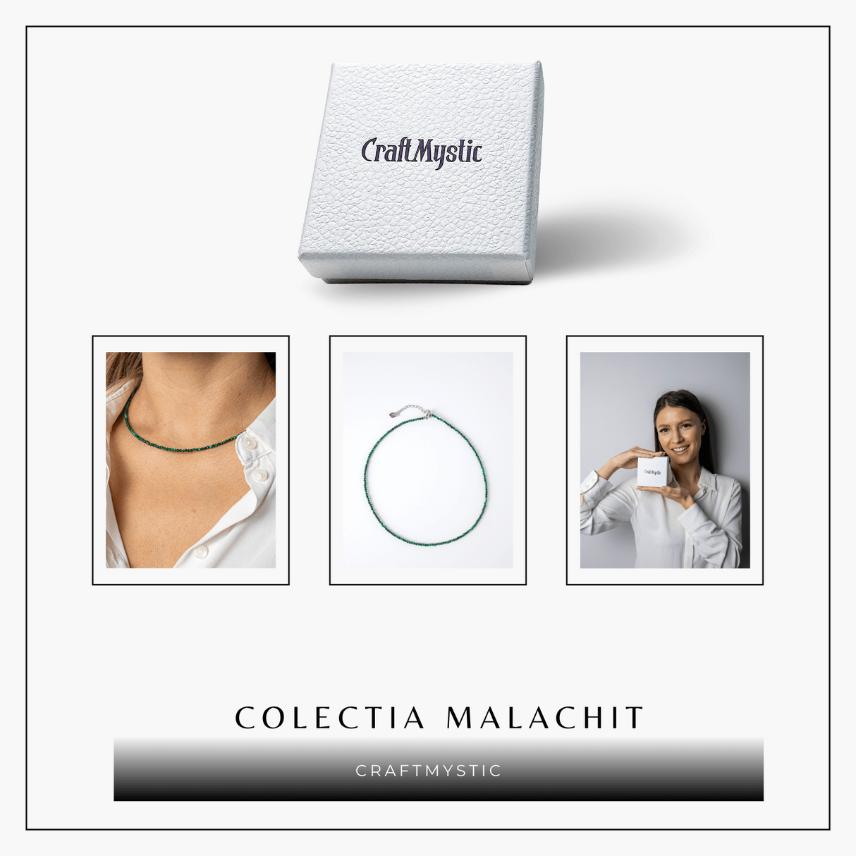 Energie si Echilibru - Choker din Otel Inoxidabil cu Malachit Natural Fatetat