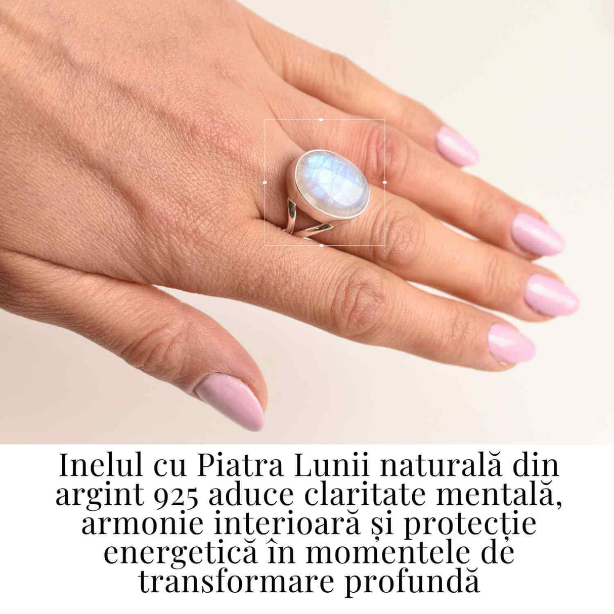 Inel din argint 925 elegant cu Piatra Lunii 7.13 gr, M57 / 8- Armonie emotionala si conexiune cu feminitatea