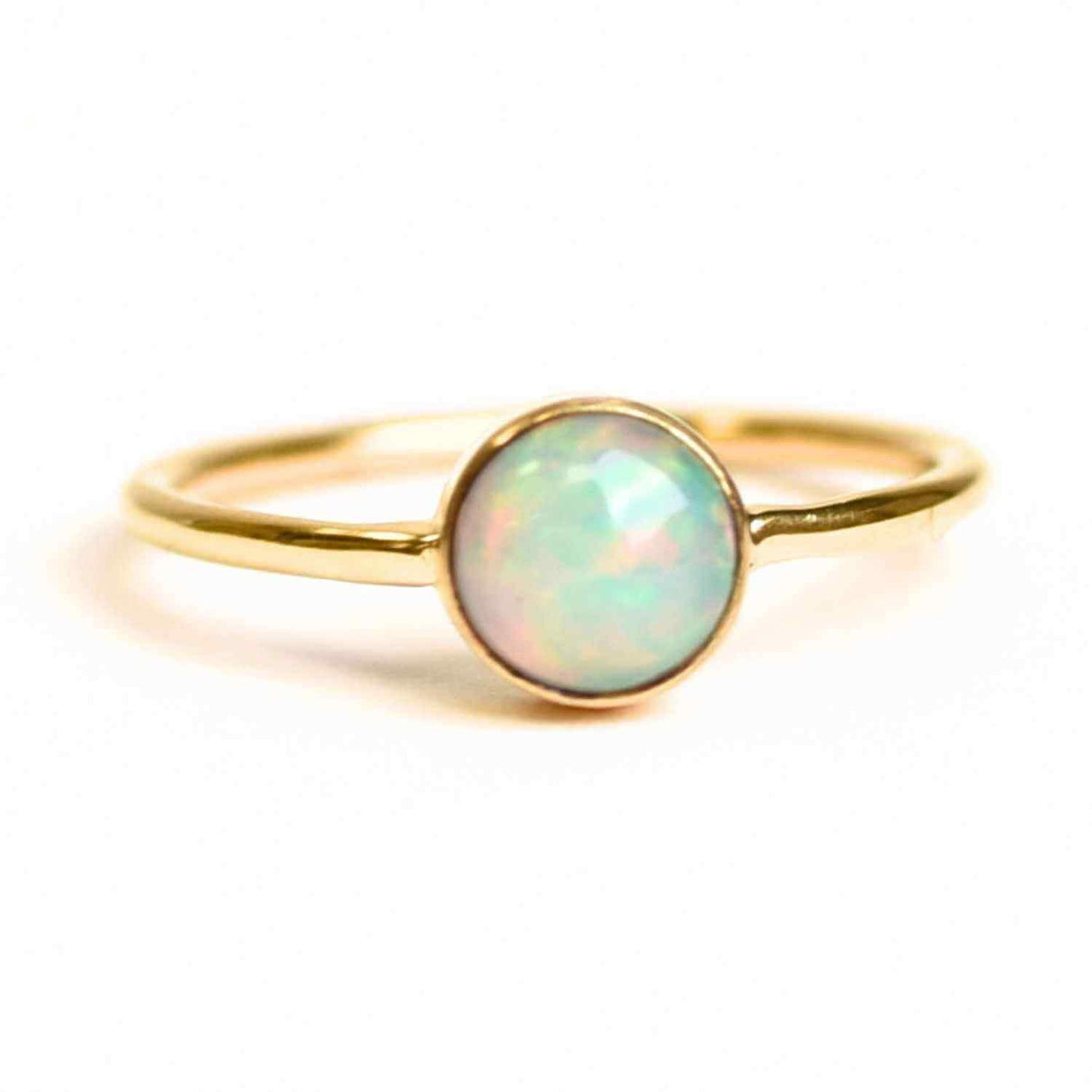Inel argint 925 placat cu aur 18K cu Opal Etiopian fatetat rotund - Lumina sufletului