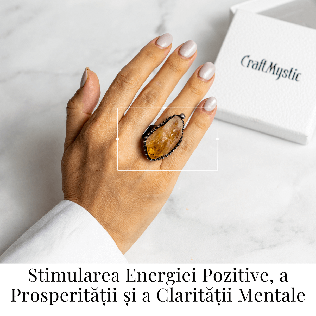 Inel Reglabil Vintage cu Citrin Natural - Abundenta si Energie Pozitiva