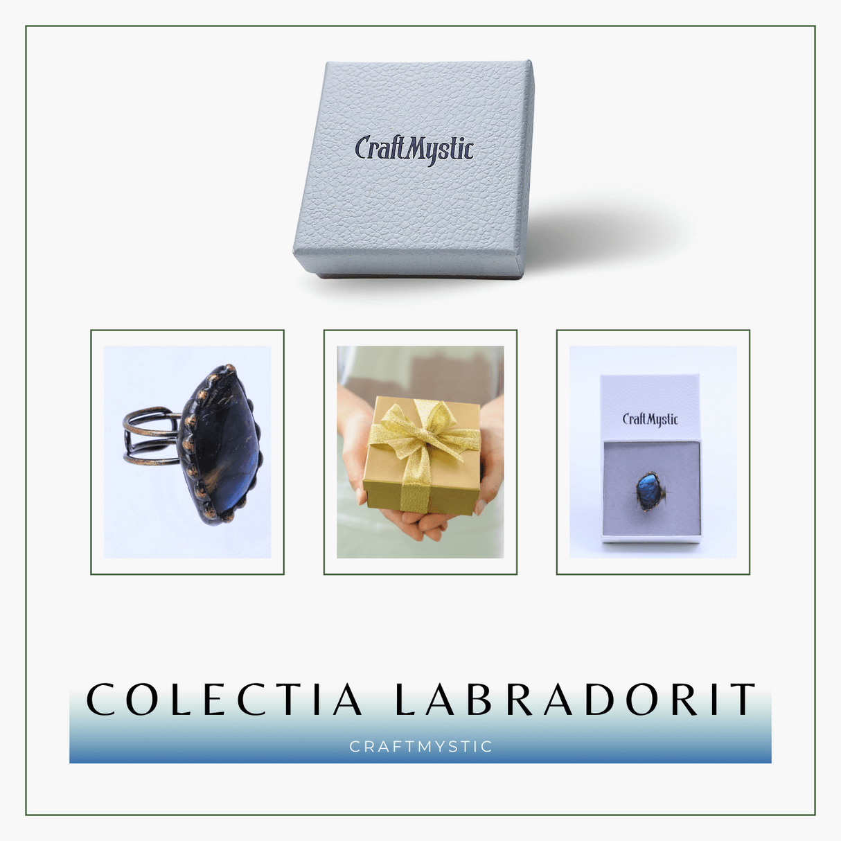 Inel vintage ajustabil cu Labradorit natural forma neregulata, pentru protectie si intuitie