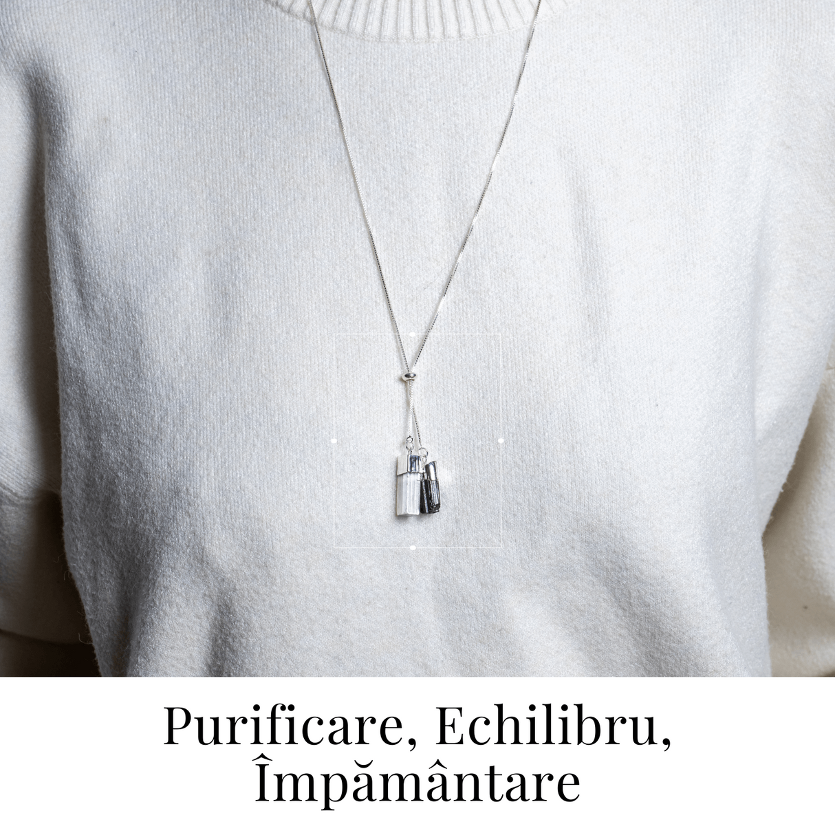 Protectie completa - Colier cu selenit si turmalina neagra pentru energie curata