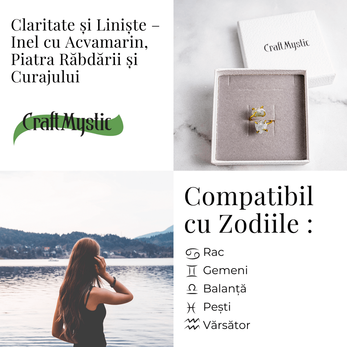 Claritate si Liniste - Inel cu Acvamarin, Piatra Rabdarii si Curajului