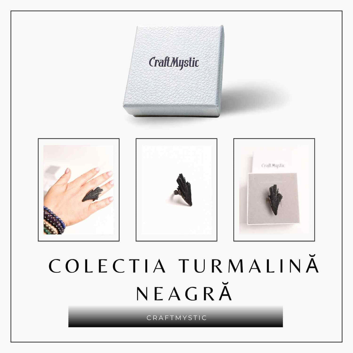 Inel Reglabil Vintage cu Turmalina Neagra aripa - Protectie si echilibru energetic