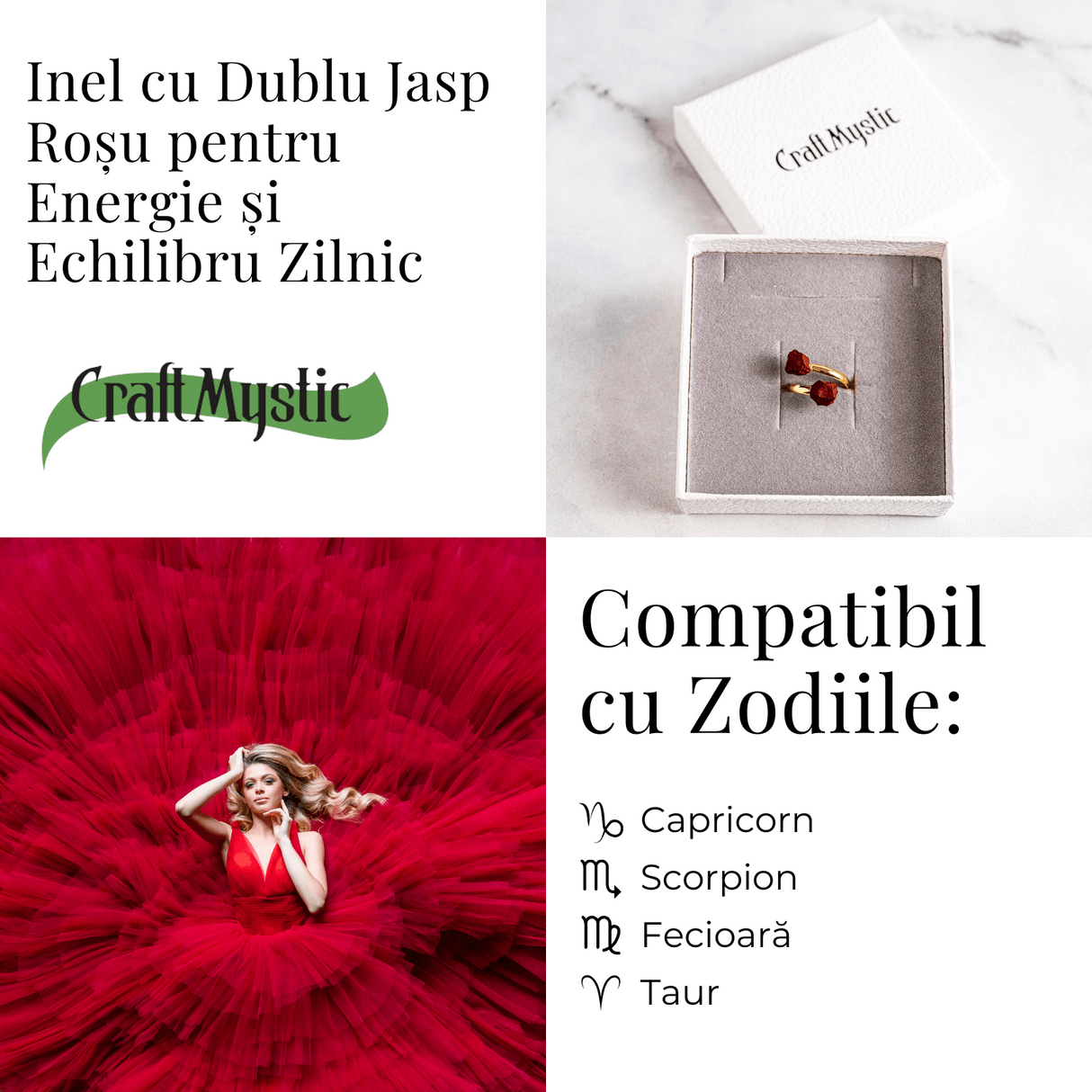 Energie si echilibru zilnic - Inel cu dublu jasp rosu brut