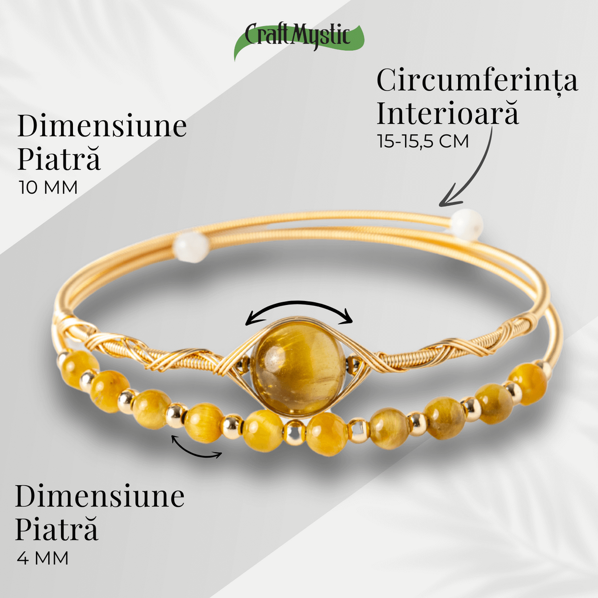 Putere si Protectie - Bratara din Ochi de Tigru auriu Natural