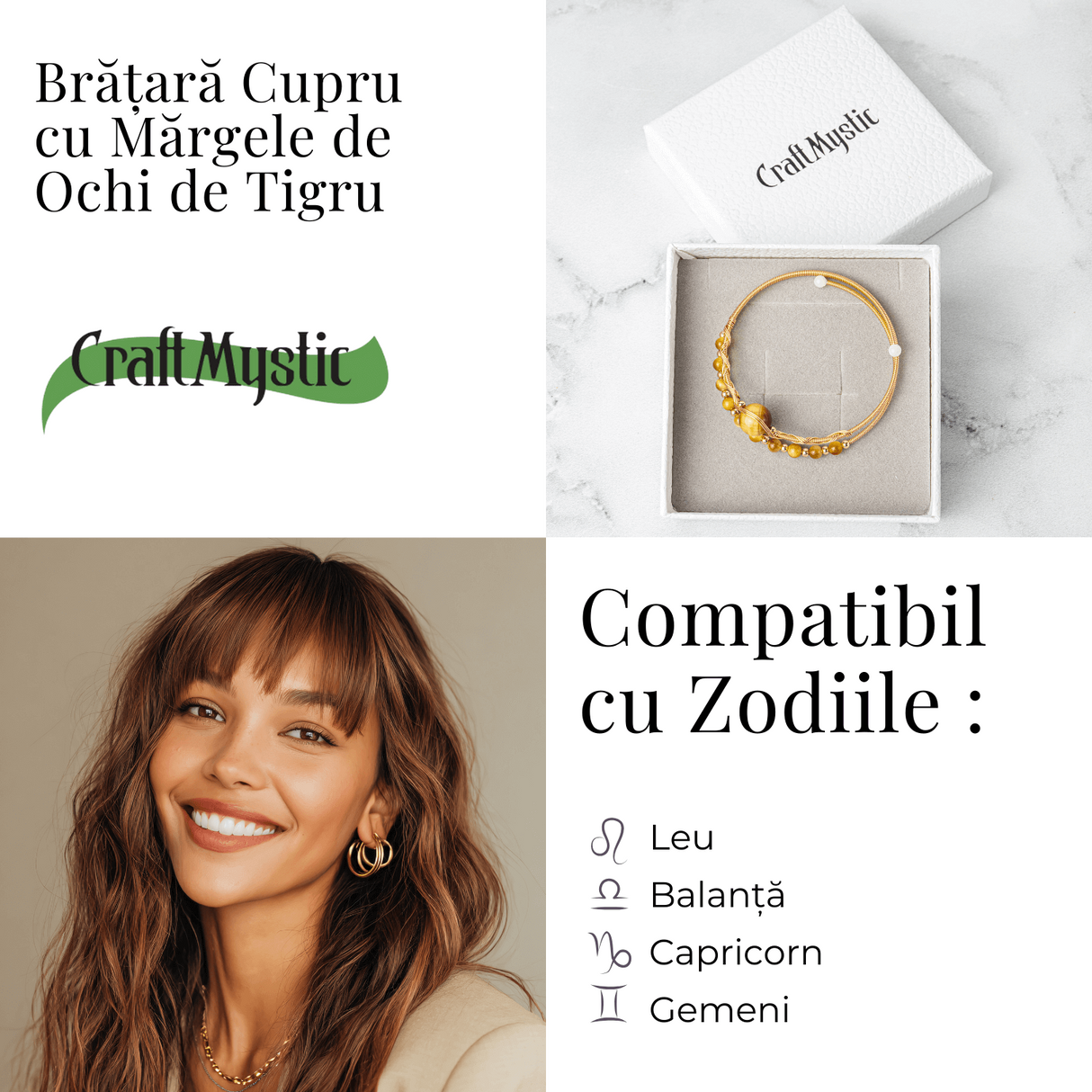 Putere si Protectie - Bratara din Ochi de Tigru auriu Natural