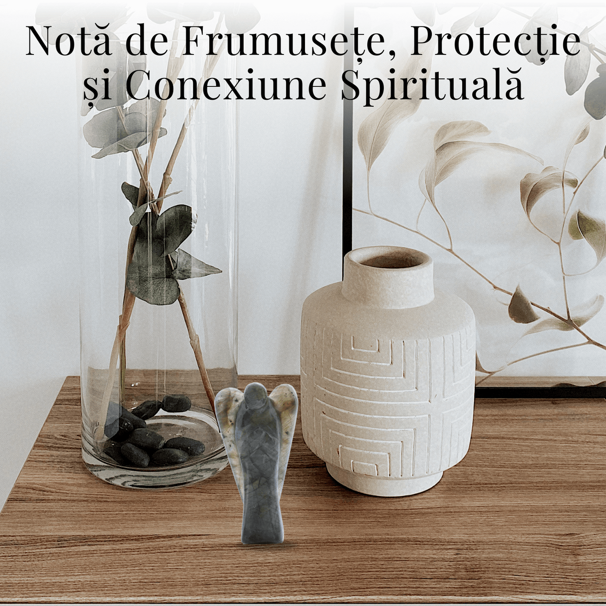Figurina Inger 55mm din Labradorit Sculptat Manual - Protectie si Liniste