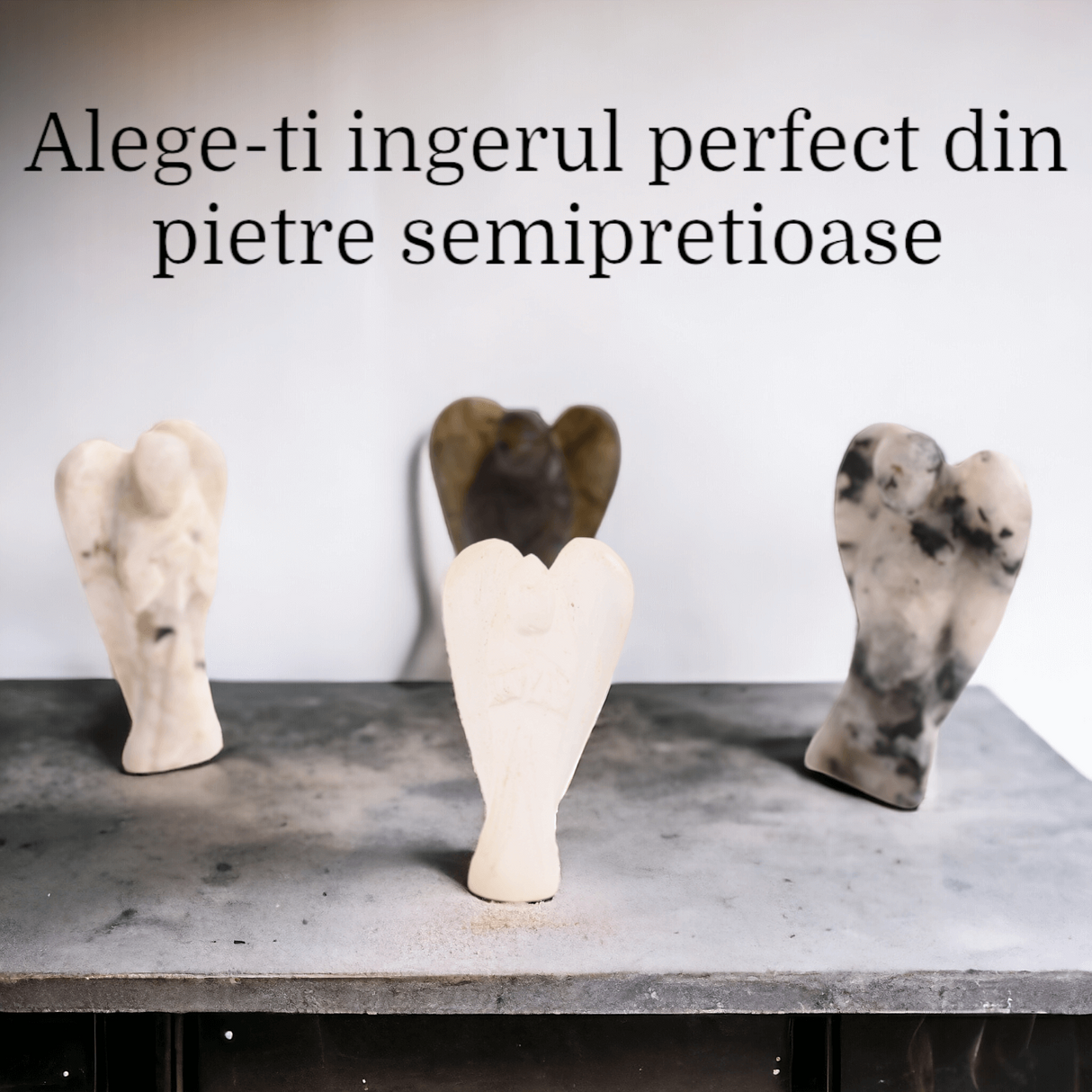 Inger de 55-60 mm Sculptat Manual din Piatra Naturala de Selenit-Protectie si Claritate Spirituala