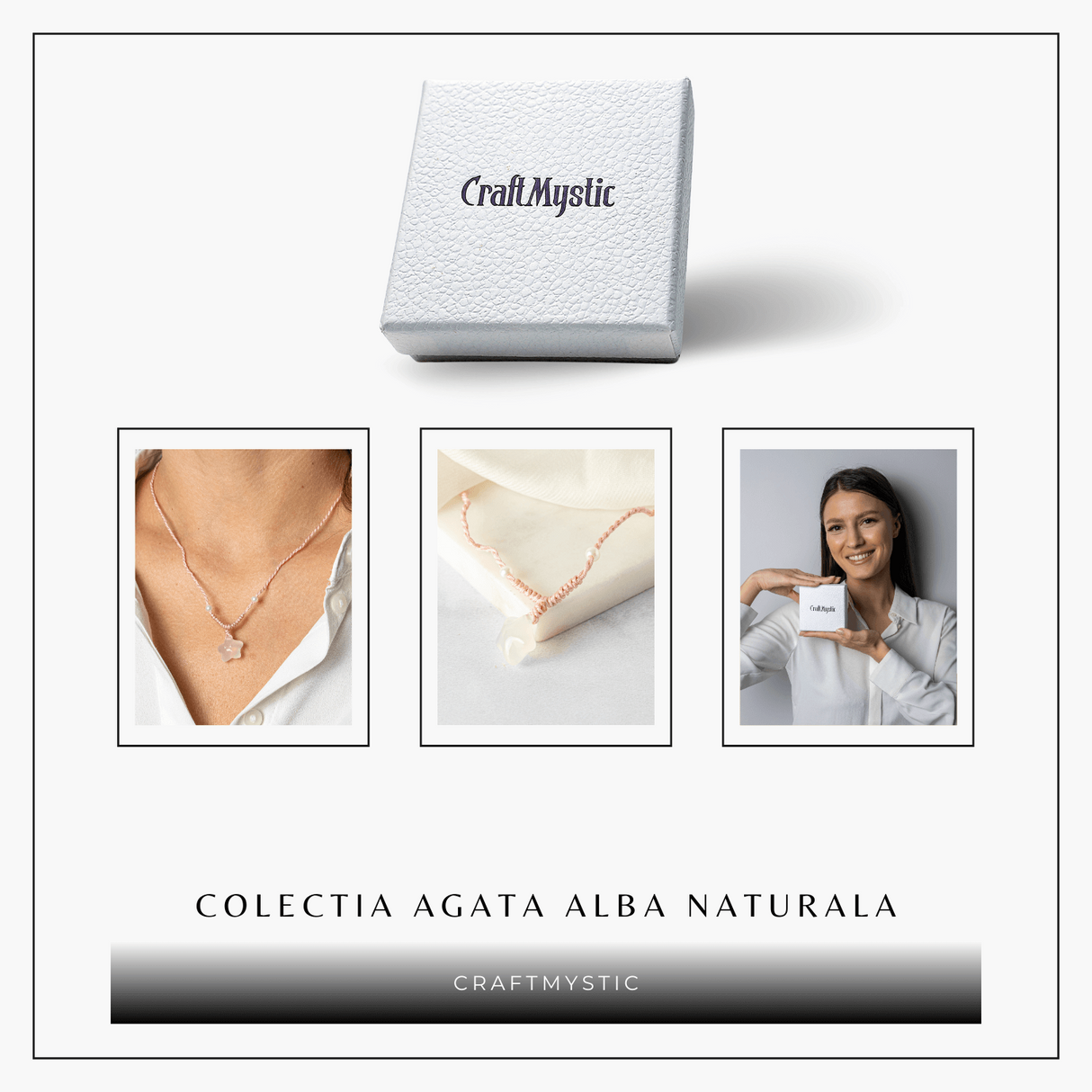 Pace si Armonie - Colier Stea din Agata Alba Natural