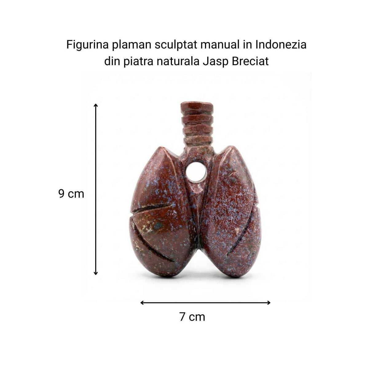 Sculptura Plaman din Jasp Breciat - Piatra Naturala Sculpata Manual (9x7 cm)