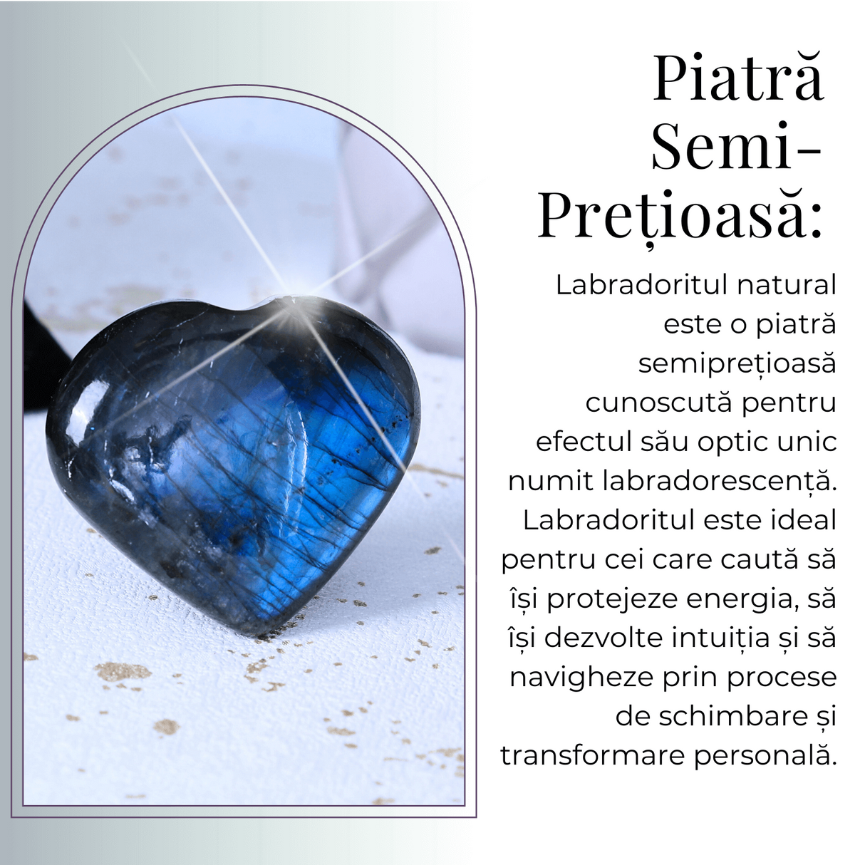 Inimioara 50-55 mm din piatra naturala Labradorit - Protectie si Creativitate