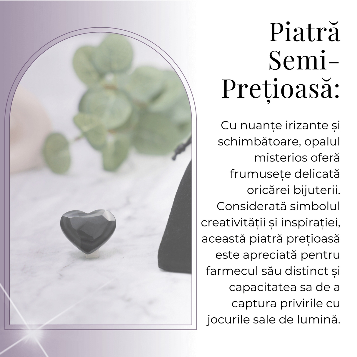 Inimioara Decorativa 30 mm din Obsidian Negru Curcubeu Fatetat Mexican