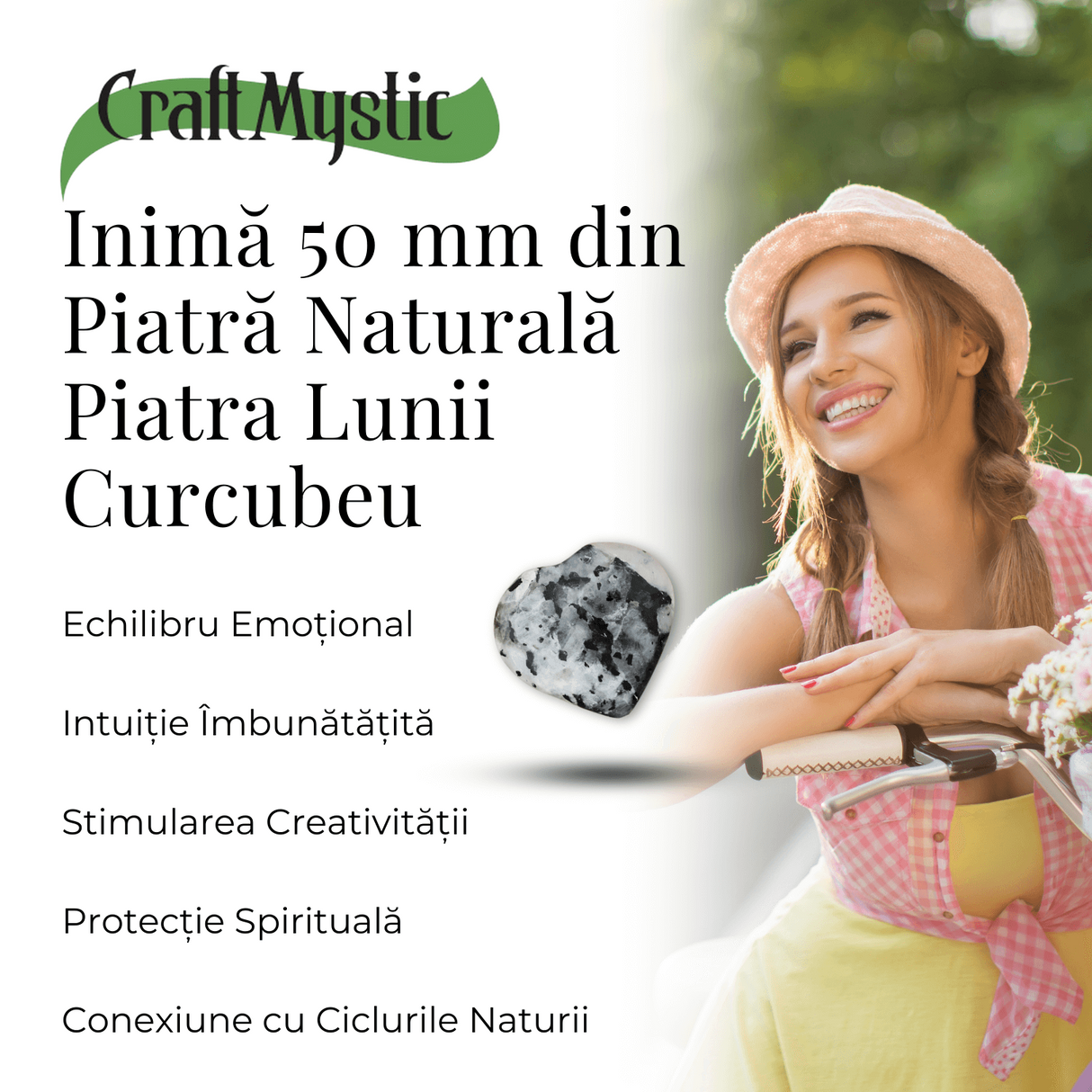 Inima Sculptata Manual de 55-60mm din Piatra Lunii Curcubeu Naturala