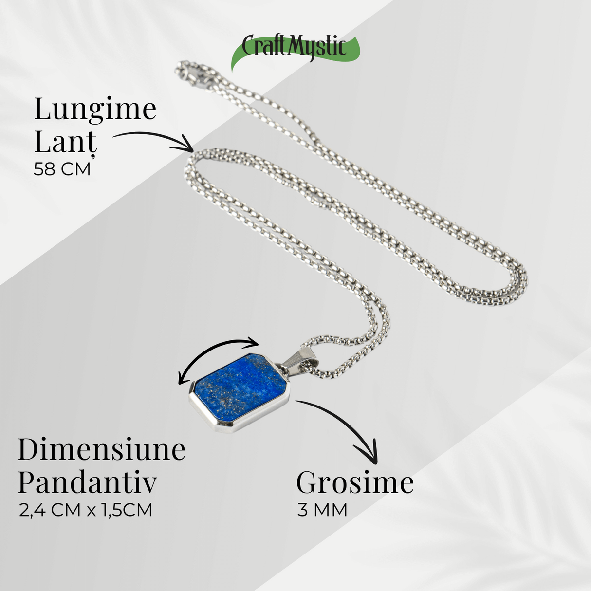 Colier din Otel Inoxidabil cu Lapis Lazuli Natural - Claritate si Armonie Interioara