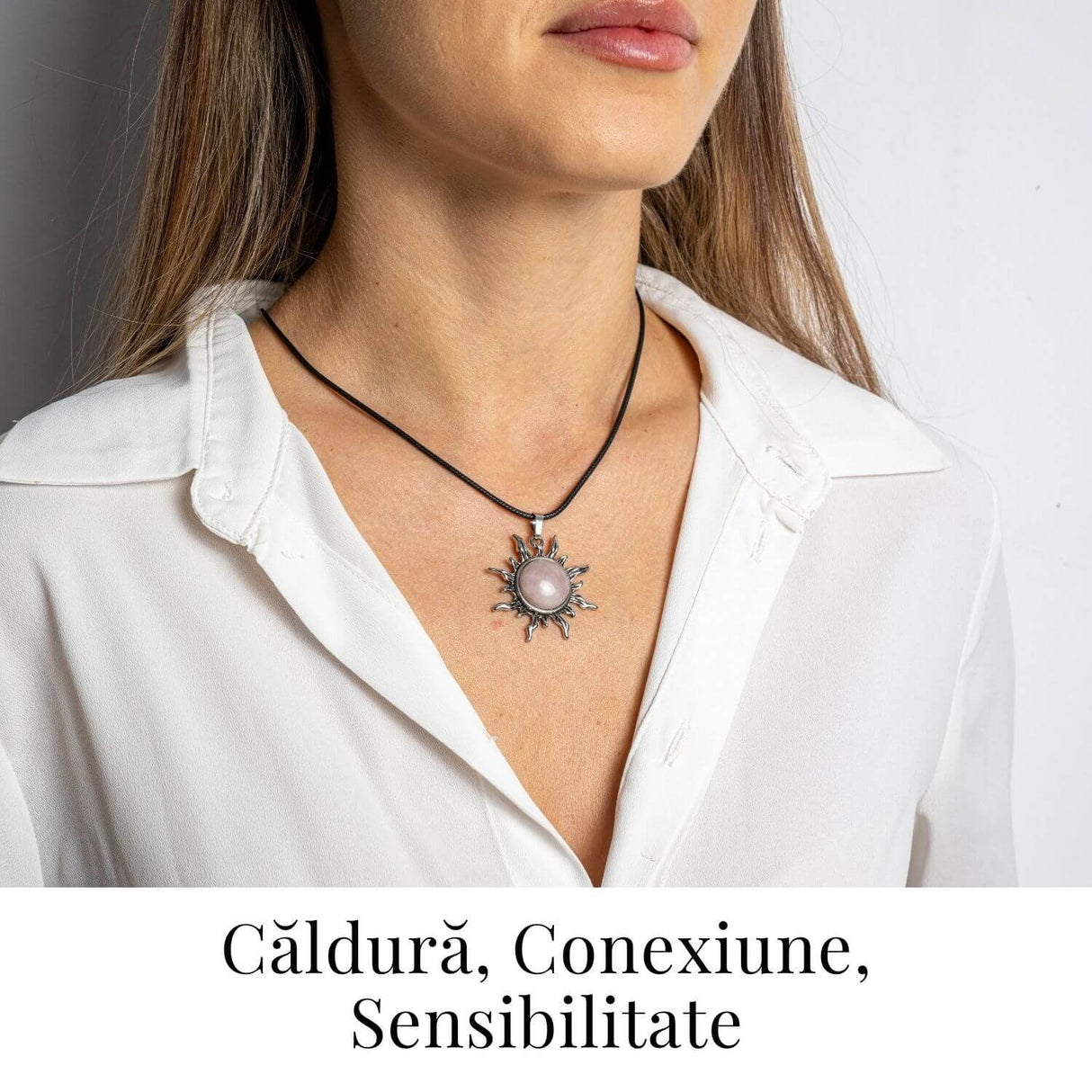 Iubire si Armonie - Colier Soare cu Cuart Roz Natural