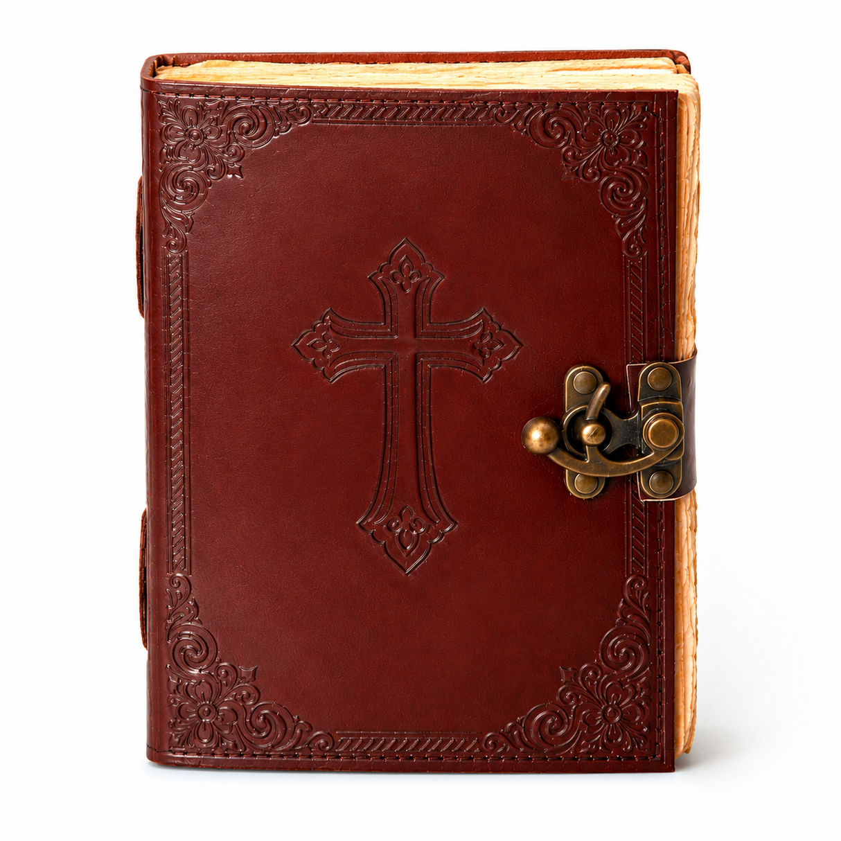 Jurnal din Piele Naturala cu Cruce Embosata – Eleganta Vintage si Inspiratie Zilnica