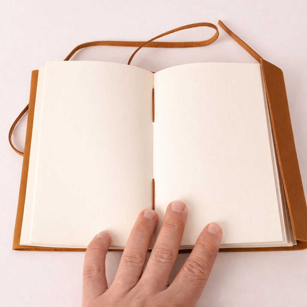 Jurnal Vintage din Piele Naturala "Aripa Libertatii" - hartie din bumbac, 18 × 13 cm