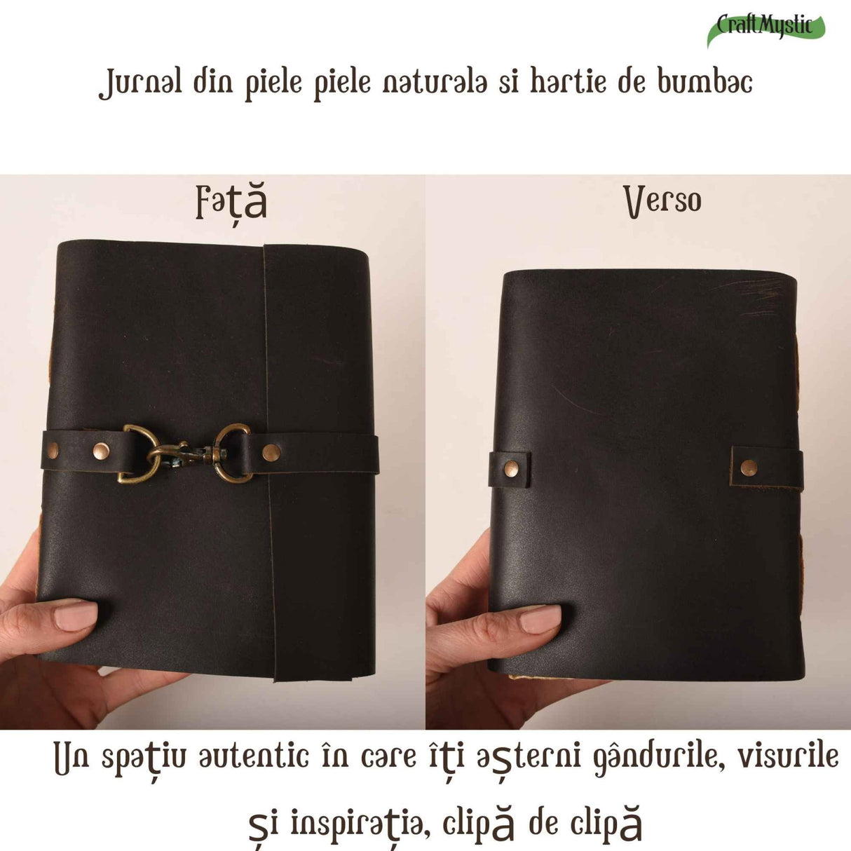 Jurnal din piele naturala cu hartie din bumbac galbena 17x13 cm – Eleganta si autenticitate