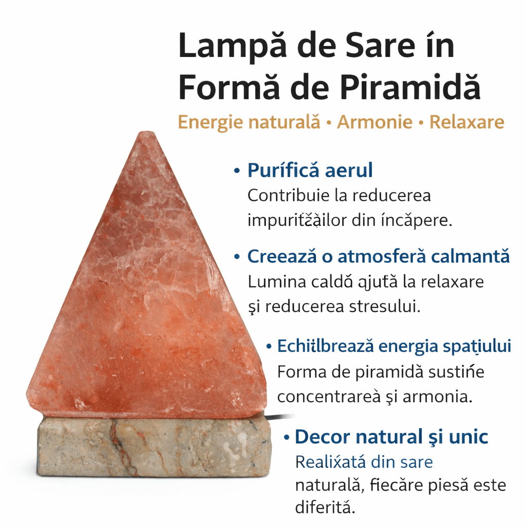 Lampa de Sare din Himalaya Piramidala - Protectie Energetica si Armonie Interioara