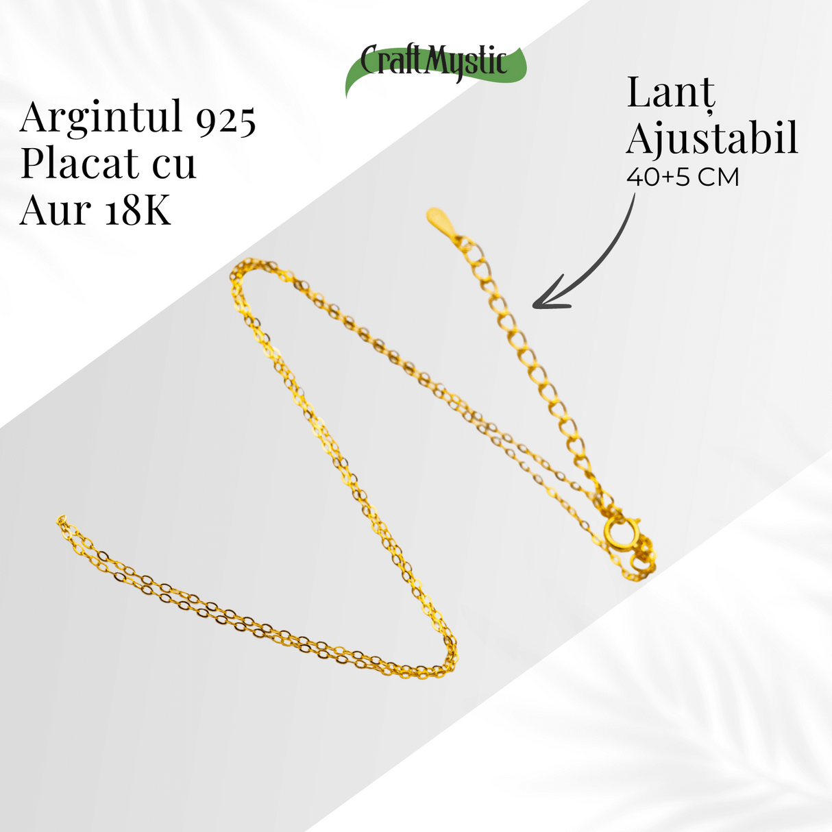 Lant Argint 925 Placat cu Aur 18K - Elegant, Ajustabil si Ideal pentru Pandantive