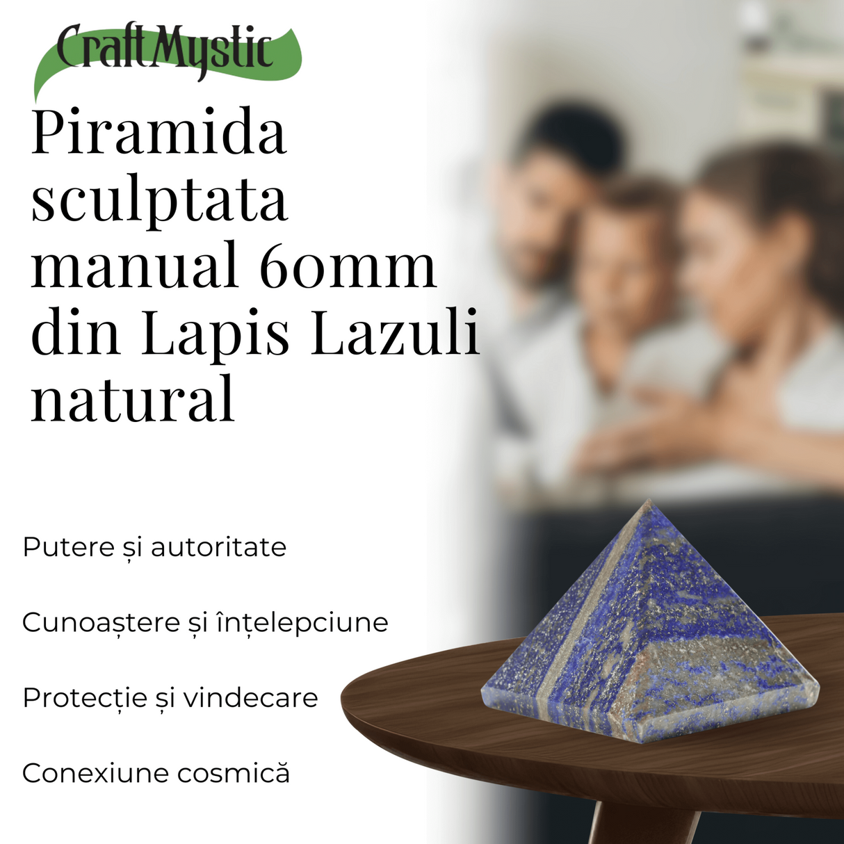 Piramida Sculptata Manual 60mm din Piatra Lapis Lazuli Naturala