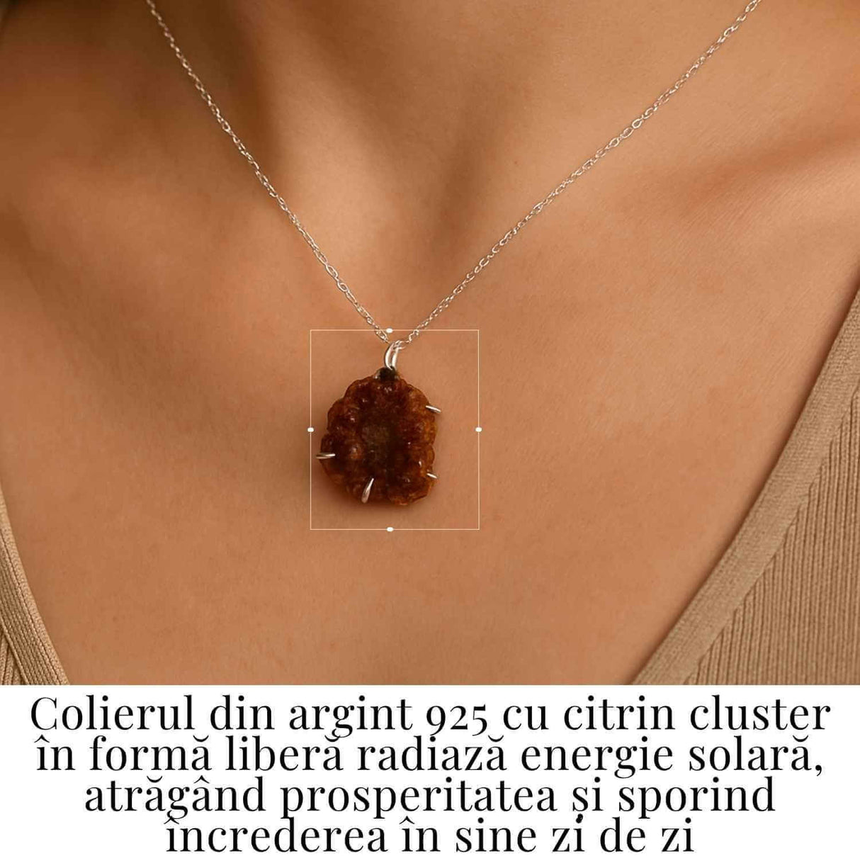 Energie si Abundenta Zilnica - Colier Argint 925 cu Citrin Cluster Brazilia