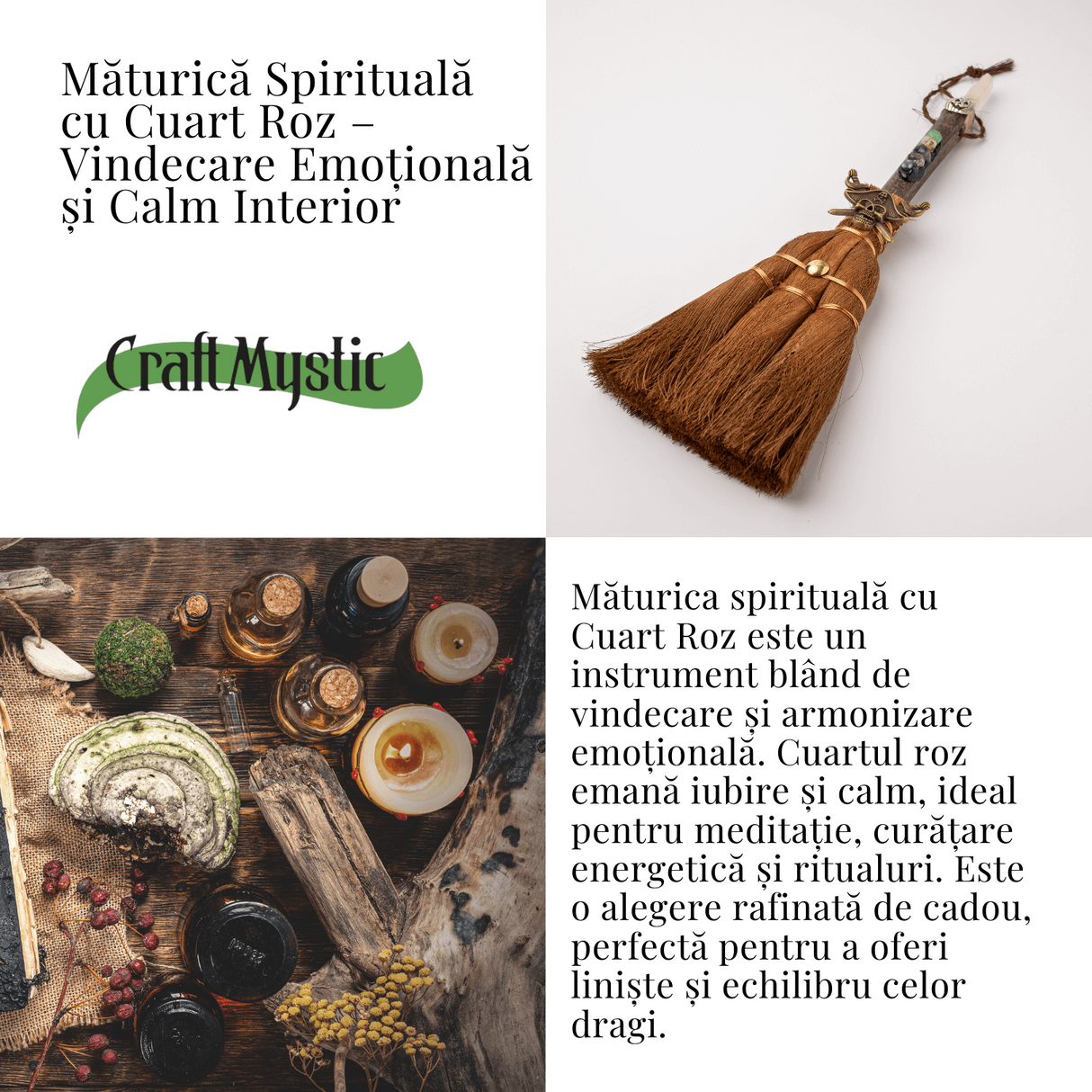 Maturica Energetica cu Cuart Roz si Pietre Chakre - Vindecare Emotionala, Protectie si Armonie