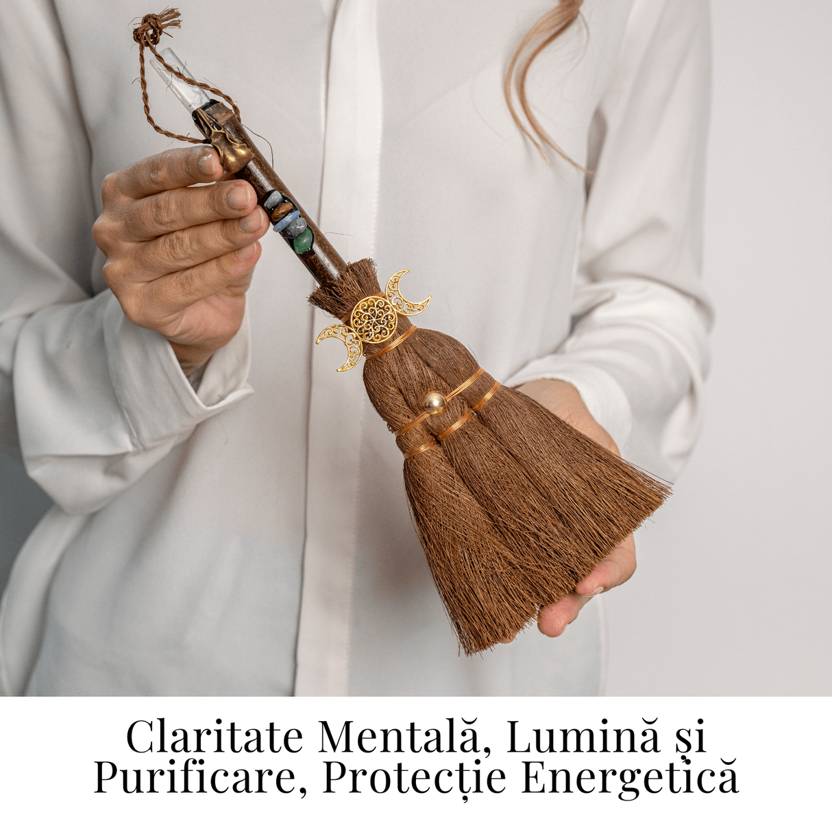 Maturica Energetica cu Cuart Transparent si Pietre Chakre - Claritate, Lumina si Protectie Sacra
