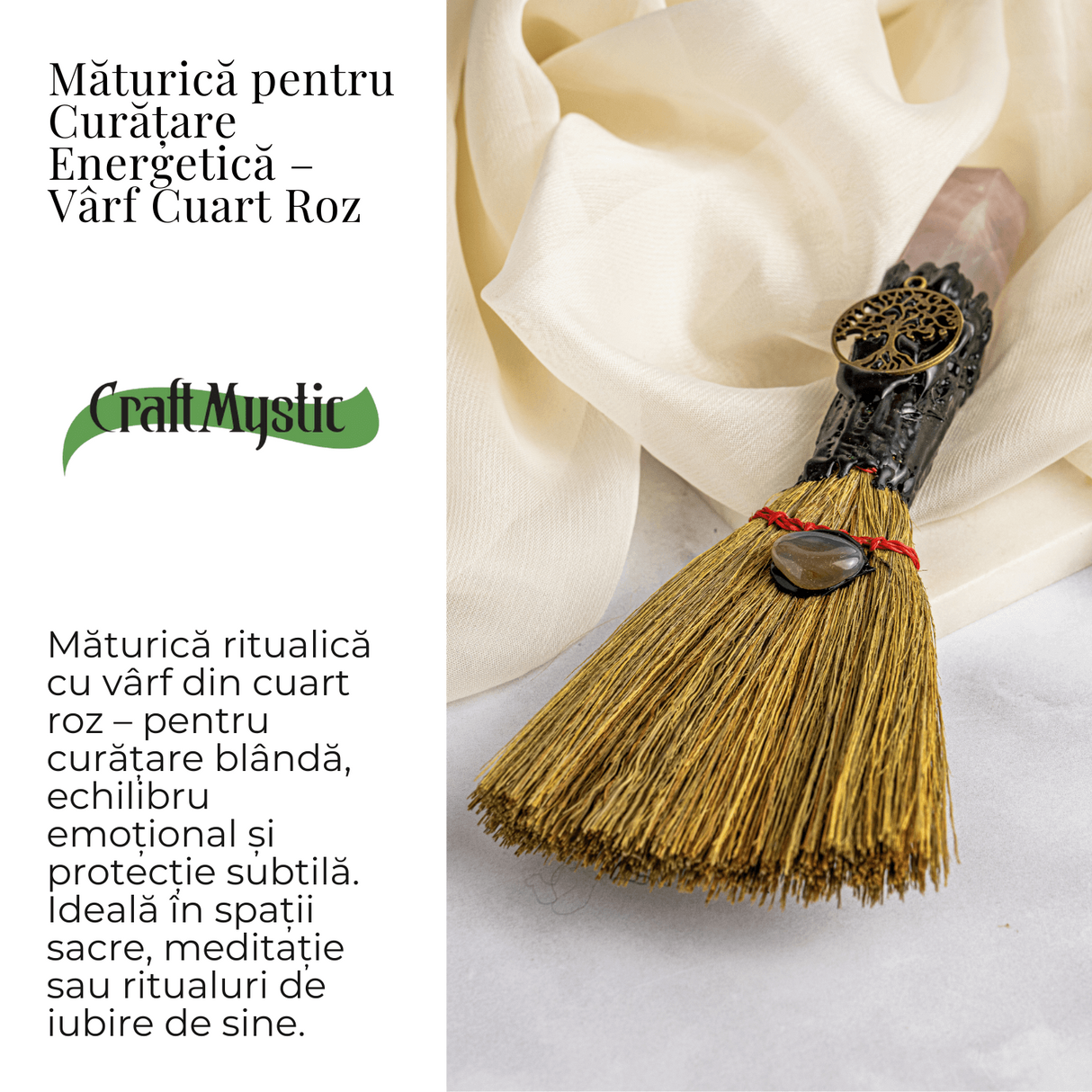 Maturica pentru curatare energetica – Varf Cuart Roz natural