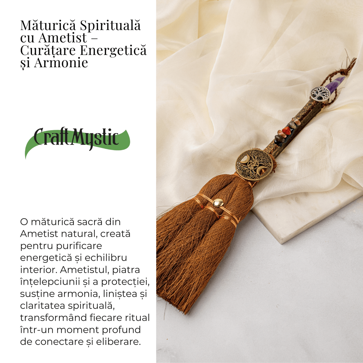 Maturica Energetica cu Ametist si Set Chakre – Purificare, Protectie si Armonie Sacra