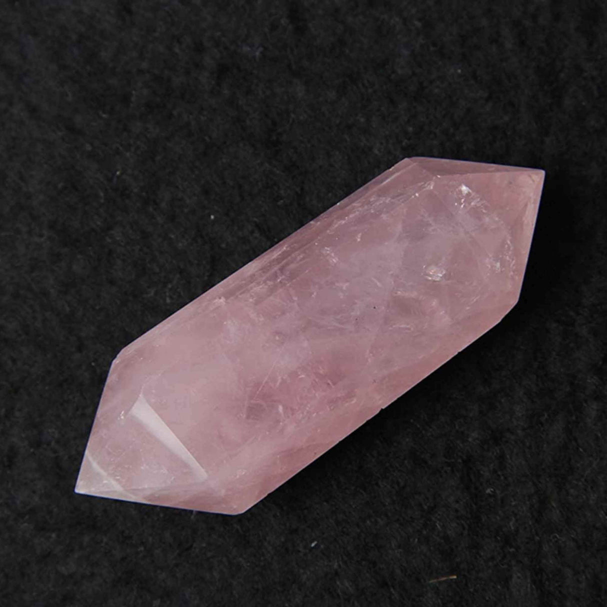 Turn Hexagonal Dublu Varf din Cuart Roz inaltime de 7-9 cm - Cristalul iubirii neconditionate si al pacii infinite