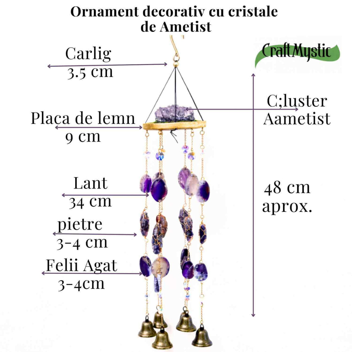 Ornament decorativ cu Ametist – un echilibru vizual care invita la liniste si reflectie