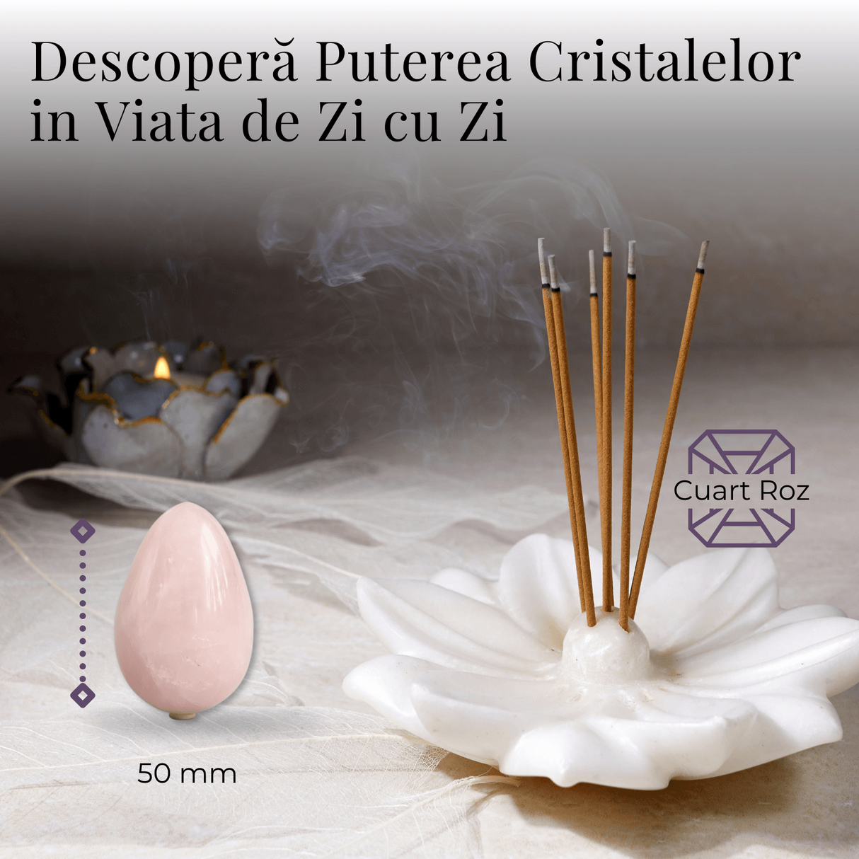 Ou din Cuart Roz Natural - Pacea si Armonia in Palma Ta
